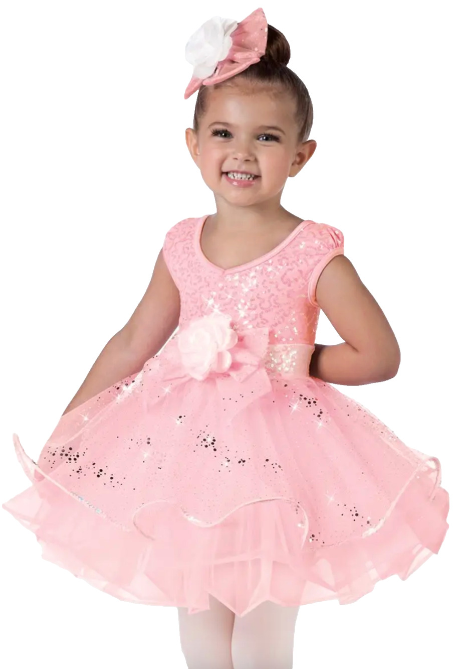 Tutu Dance Costume Dress Pink Sparkle Childs XXS 3T Toddler Dress Ballet Recital